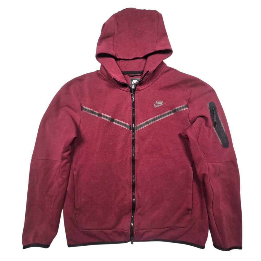 Nike Tech Fleece Hoodie Mens Large Burgundy CU4489-638 Full Zip Sport Jacket